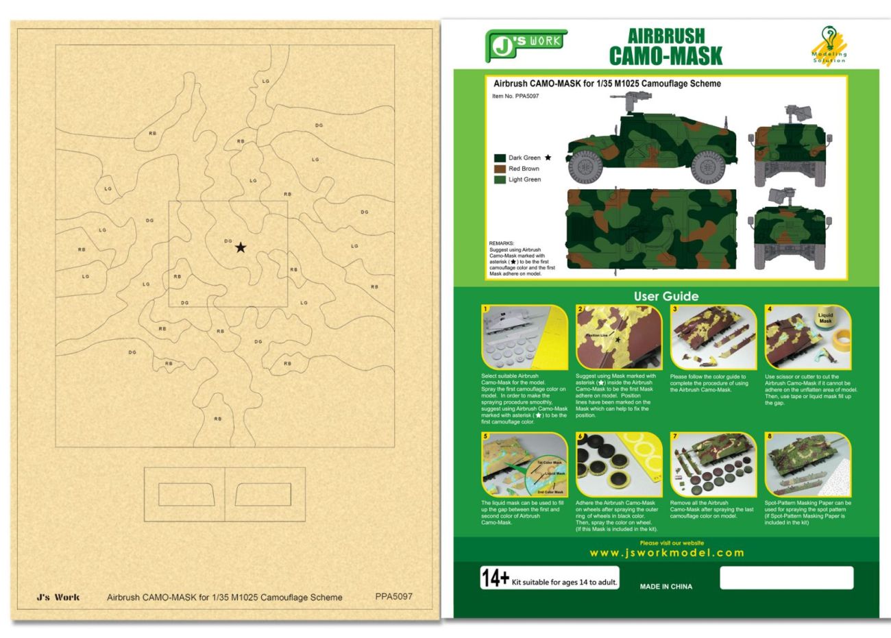 Airbrush CAMO-MASK for 1/35 M1025 Camouflage Scheme