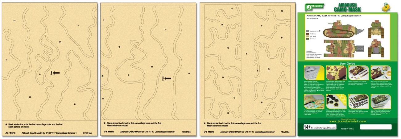 Airbrush CAMO-MASK for 1/16 FT-17 Camouflage Scheme 1