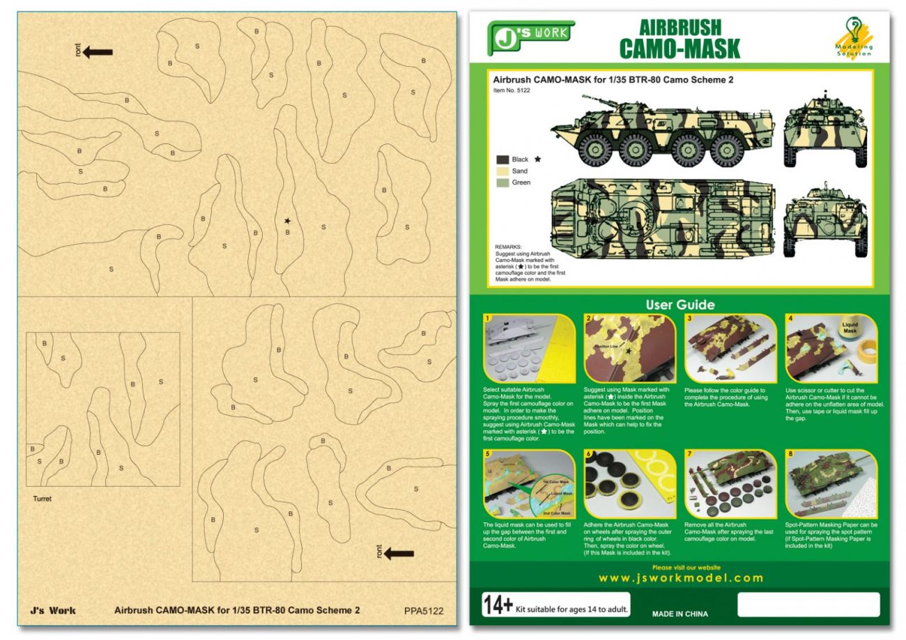 Airbrush CAMO-MASK for 1/35 BTR-80 Camo Scheme 2