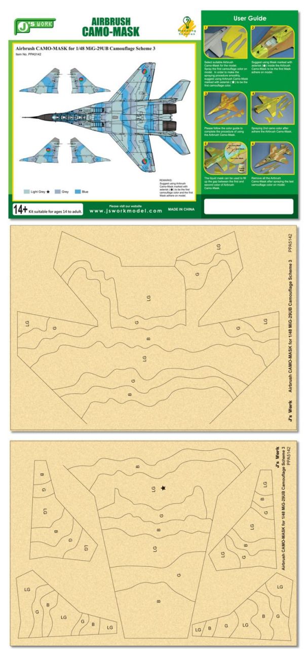 Airbrush CAMO-MASK for 1/48 MiG-29UB Camouflage Scheme 3