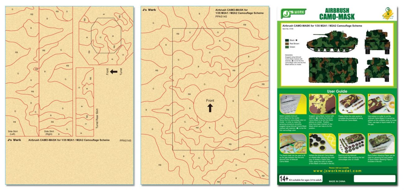 Airbrush CAMO-MASK for 1/35 M2A1 / M2A2 Camouflage Scheme