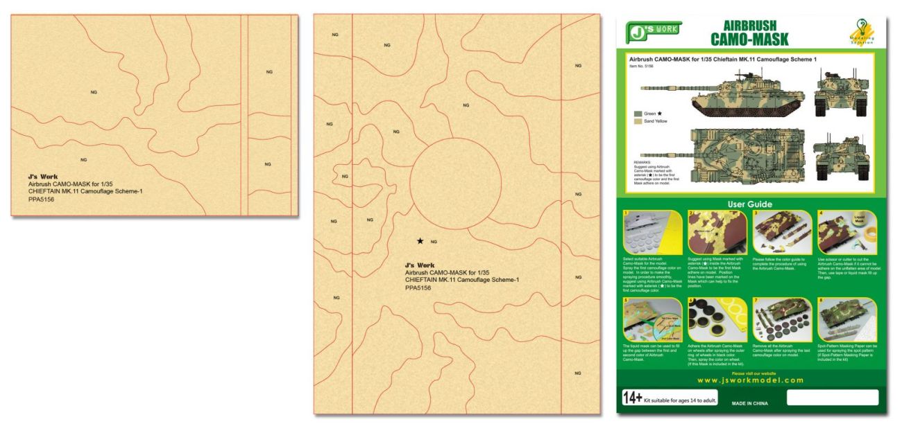 Airbrush CAMO-MASK for 1/35 Chieftain MK.11 Camouflage Scheme 1