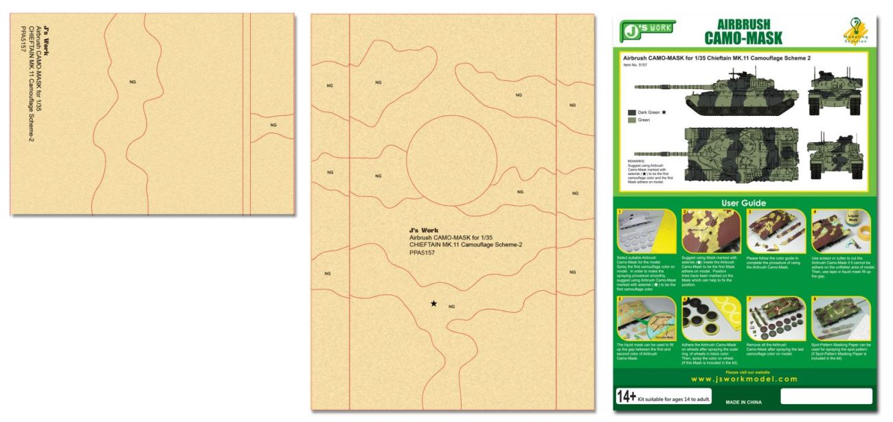 Airbrush CAMO-MASK for 1/35 Chieftain MK.11 Camouflage Scheme 2