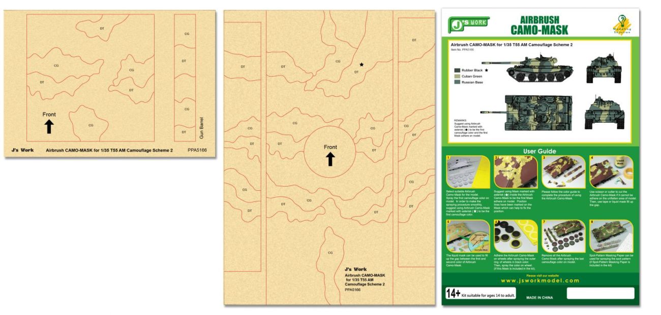 Airbrush CAMO-MASK for 1/35 T55 AM Camouflage Scheme 2