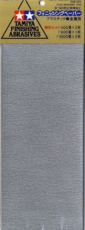 Tamiya Finishing Abrasives [Fine Set] (5 Sheets: P400x2; P600x1; P1000x2)