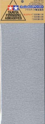 Tamiya Finishing Abrasives [Ultra Fine Set] (5 Sheets: P1200x1; P1500x2; P2000x2)