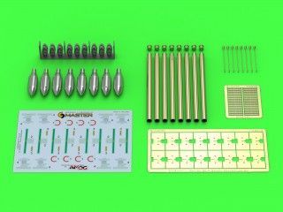 1:24 British 3in Rocket RP-3 with 60LB SAP heads (8pcs) – for early Mk I rail – used on Typhoon, Mosquito, Beaufighter, Hurricane etc.