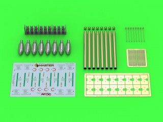 1:24 British 3in Rocket RP-3 with 60LB SAP heads (8pcs) – for late Mk III rail – used on Typhoon, Mosquito, Beaufighter, Hurricane etc.