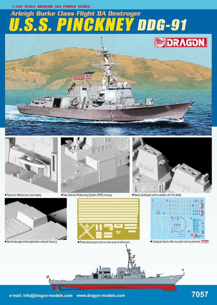 1:700 U.S.S. Pinckney DDG-91 - Arleigh Burke Class Flight IIa Destroyer