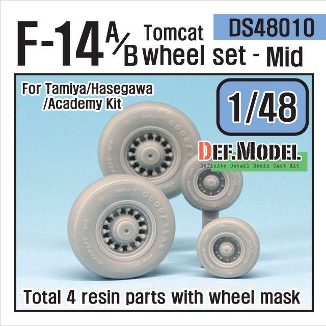 1:48 F-14A/B tomcat sagged wheel set- Mid. (for Tamiya/Hasegawa 1/48)