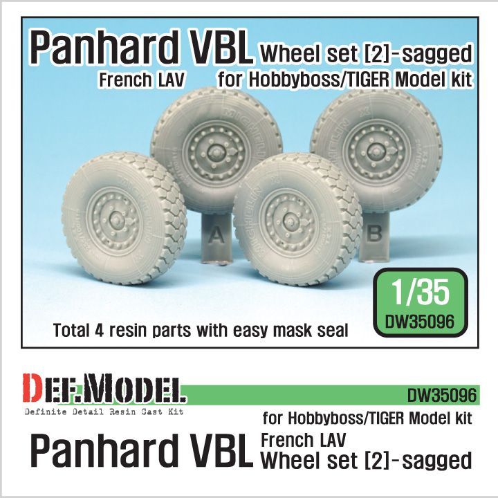 1:35 French Panhard VBL LAV Sagged Wheel set - 2( for Tiger model, Hobbyboss 1/35)