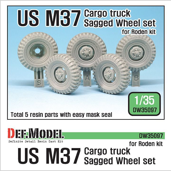 1:35 U.S. M37 Cargo truck Sagged Wheel set ( for Roden 1/35)
