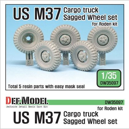 1:35 U.S. M37 Cargo truck Sagged Wheel set ( for Roden 1/35)