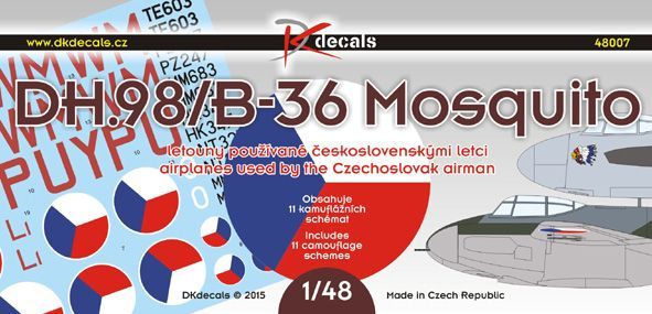 1:48 DH.98/B-36 Mosquito airplanes used by the Czechoslovak airman
