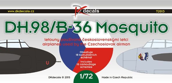 1:72 DH.98/B-36 Mosquito airplanes used by the Czechoslovak airman