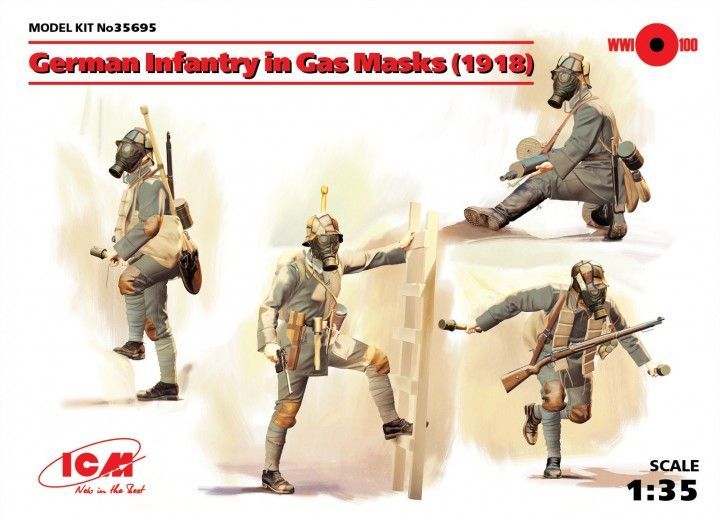 1:35 German Infantry in Gas Masks (1918)