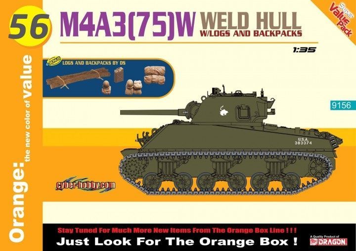 1:35 M4A3 (75)W Weld Hull w/Logs and Backpacks