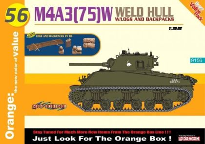 1:35 M4A3 (75)W Weld Hull w/Logs and Backpacks