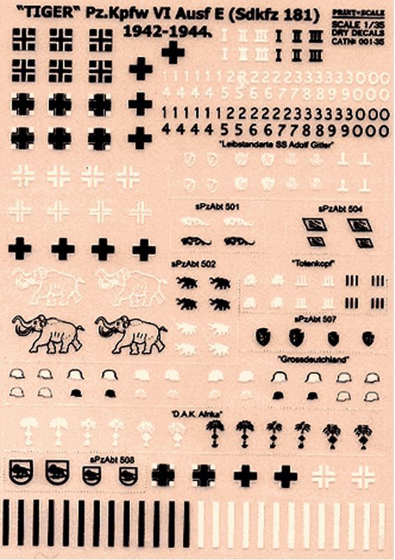1:35 TIGER Pz.Kpfw VI Ausf E 1942-1944 (dry decal)
