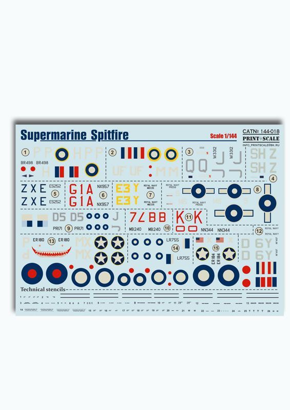 1:144 Supermarine Spitfire (wet decals)