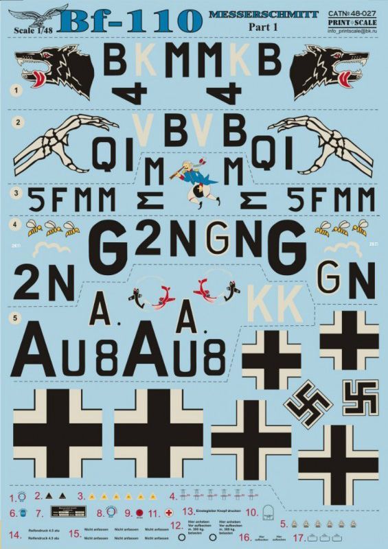1:48 Messerschmitt Bf-110 Part 1 (wet decals)
