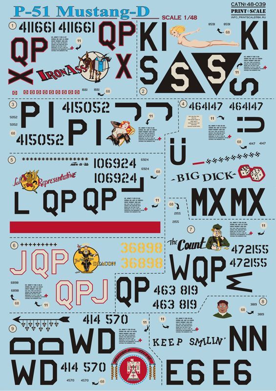 1:48 P-51 Mustang-D (2 sheets, wet decals)