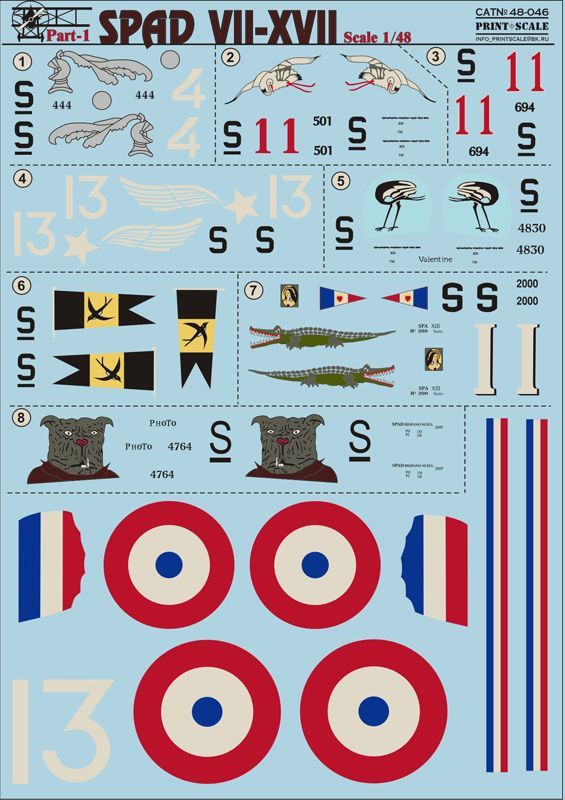 1:48 SPAD VII-XVII Part 1 (wet decals)