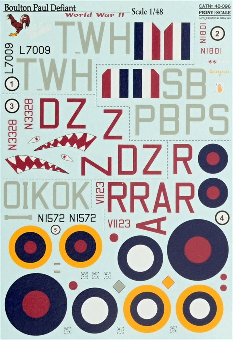 1:48 Boulton Paul Defiant WWII (wet decals)