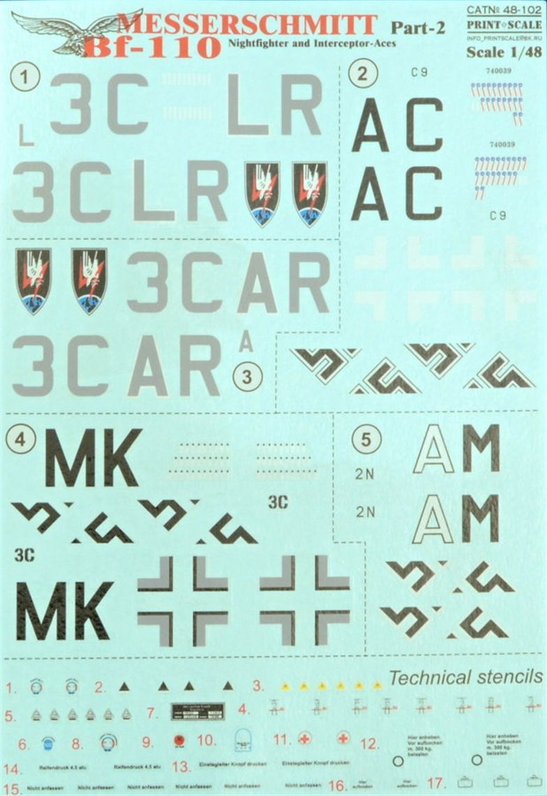 1:48 Bf-110 Nightfighter&Interceptor Pt.1 (decals)