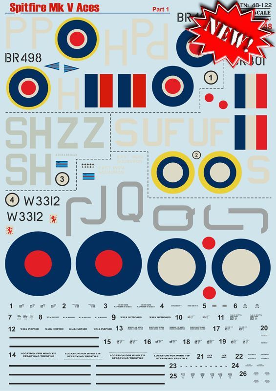 1:48 Spitfire Mk.V Aces Part 1 (wet decals)
