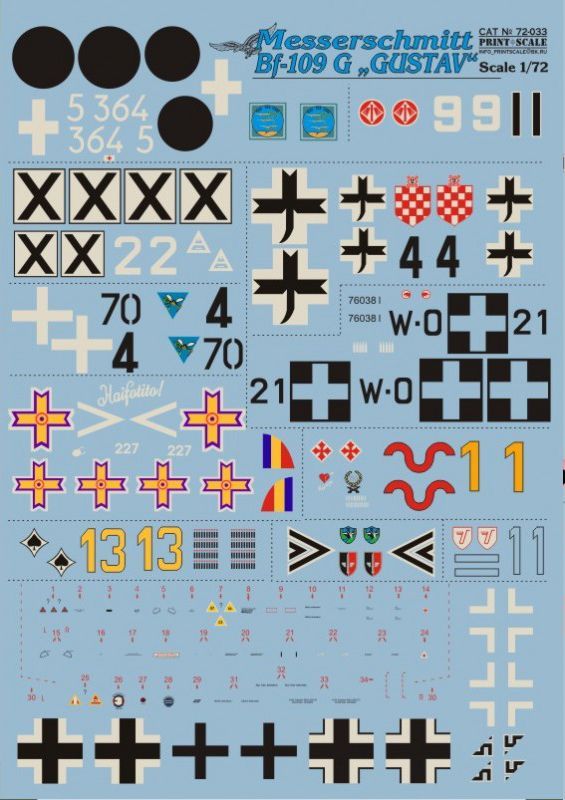 1:72 Messerschmitt Bf-109G (wet decal)