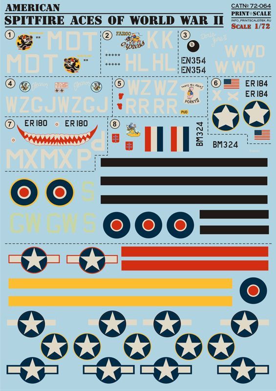 1:72 American Spitfire Aces of WWII (wet decals)