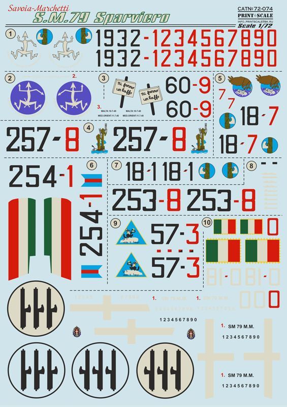 1:72 Savoia Marchetti SM79 Sparviero (wet decals)