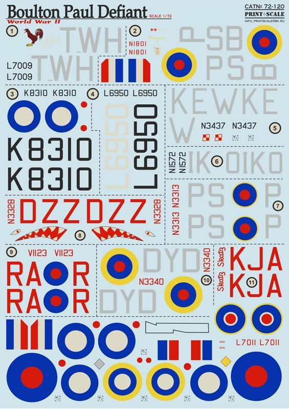 1:72 Boulton Paul Defiant WWII (wet decals)