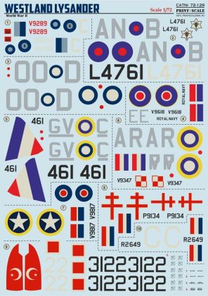 1:72 Westland Lysander WWII (wet decals)
