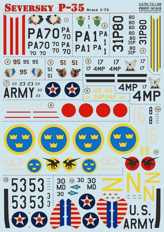 1:72 Seversky P-35 (wet decals)