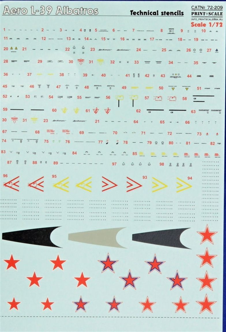 1:72 Aero L-39 Albatros (technical stencils)