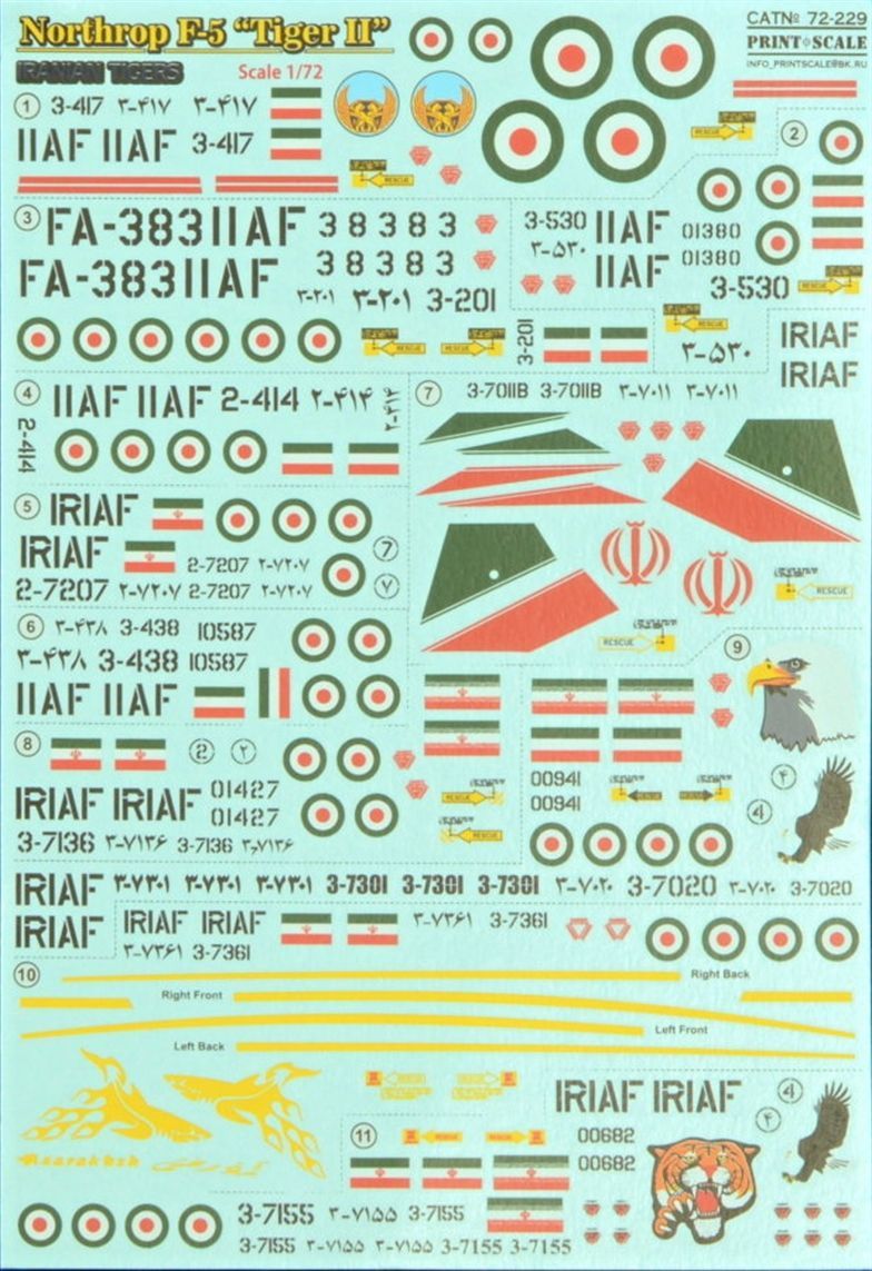 1:72 Northrop F-5 Iranian Tigers (wet decals)