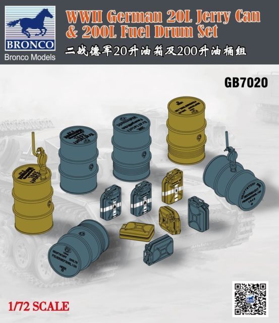 1:72 WWII German 20L Jerry Can & 200L Fuel Drum Set