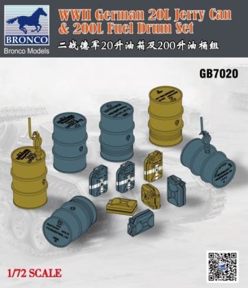 1:72 WWII German 20L Jerry Can & 200L Fuel Drum Set