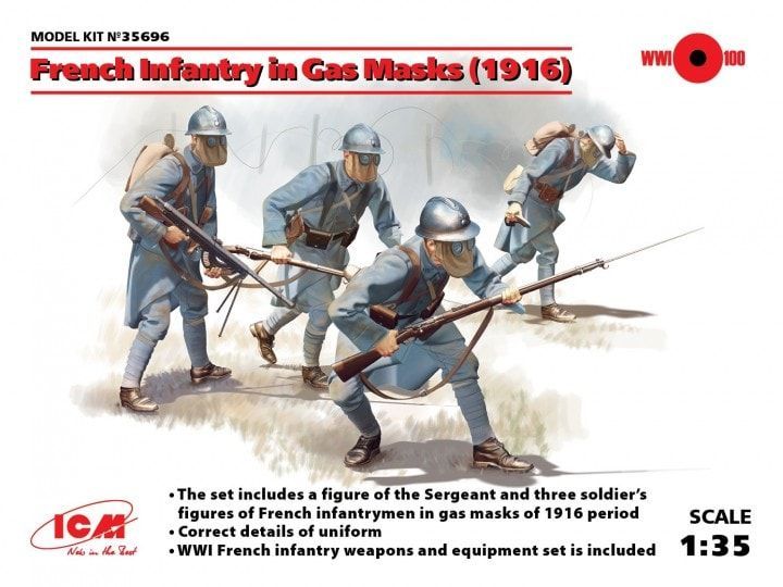 1:35 French Infantry in Gas Masks (1916)
