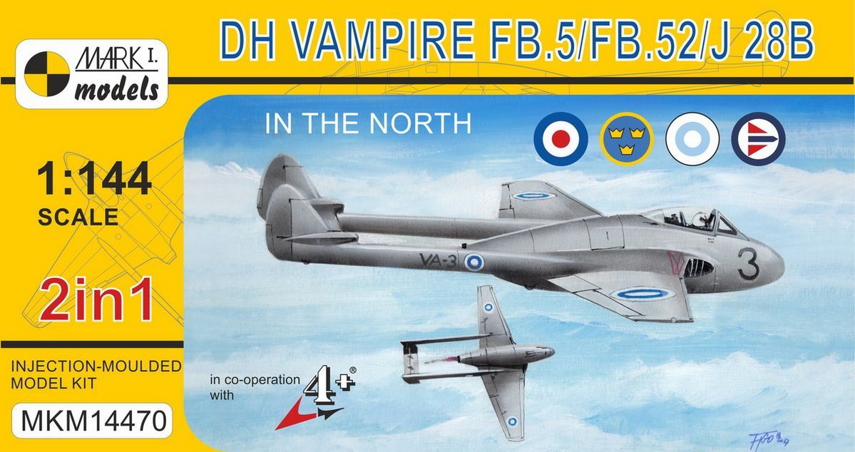 1:144 de Havilland Vampire FB.5/FB.52/J 28B (2in1)