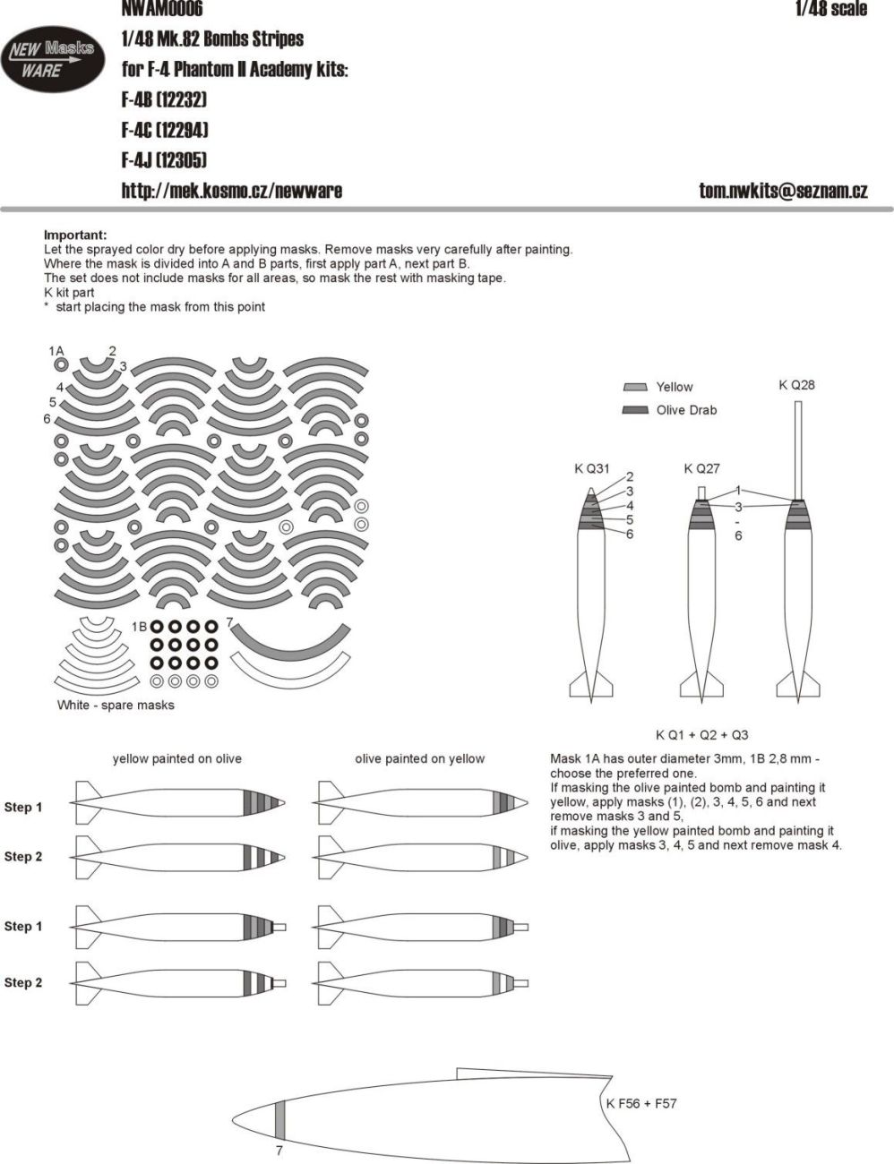 1:48 Mk.82 bombs stripes for F-4 Phantom II kits