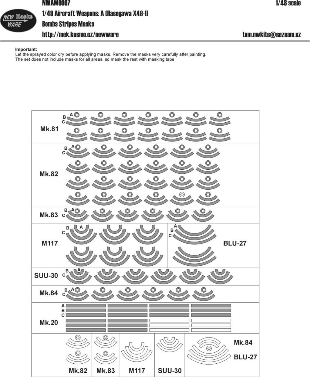 1:48 bombs stripes for Aircraft Weapons: A