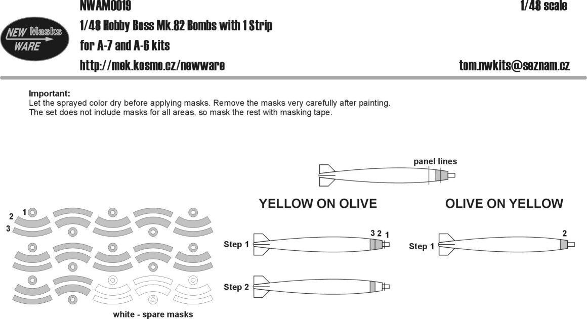 1:48 HobbyBoss Mk.82 bombs with 1 strip for A-6 and A-7 Kits