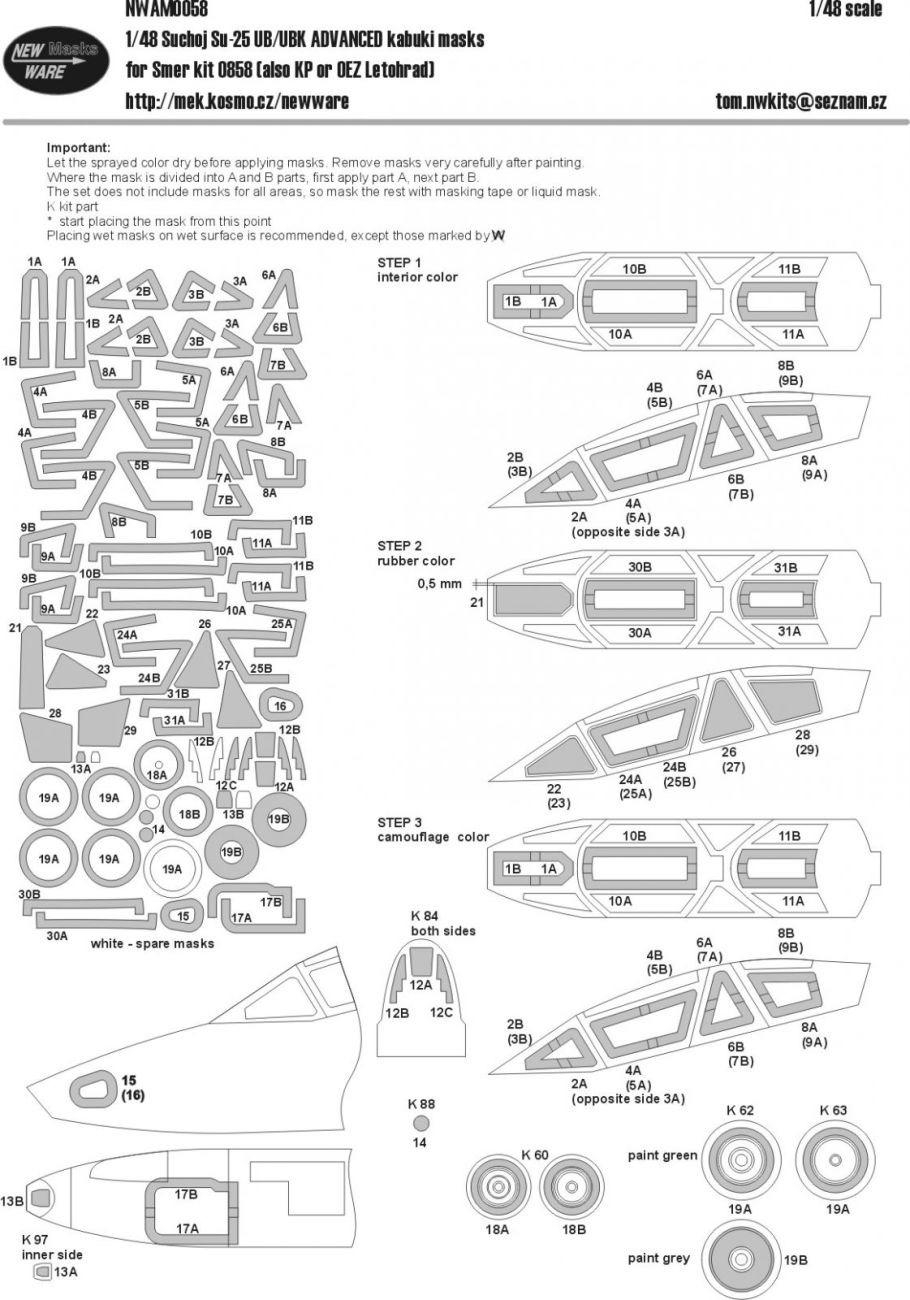 1:48 Suchoj Su-25 UB/UBK ADVANCED masks