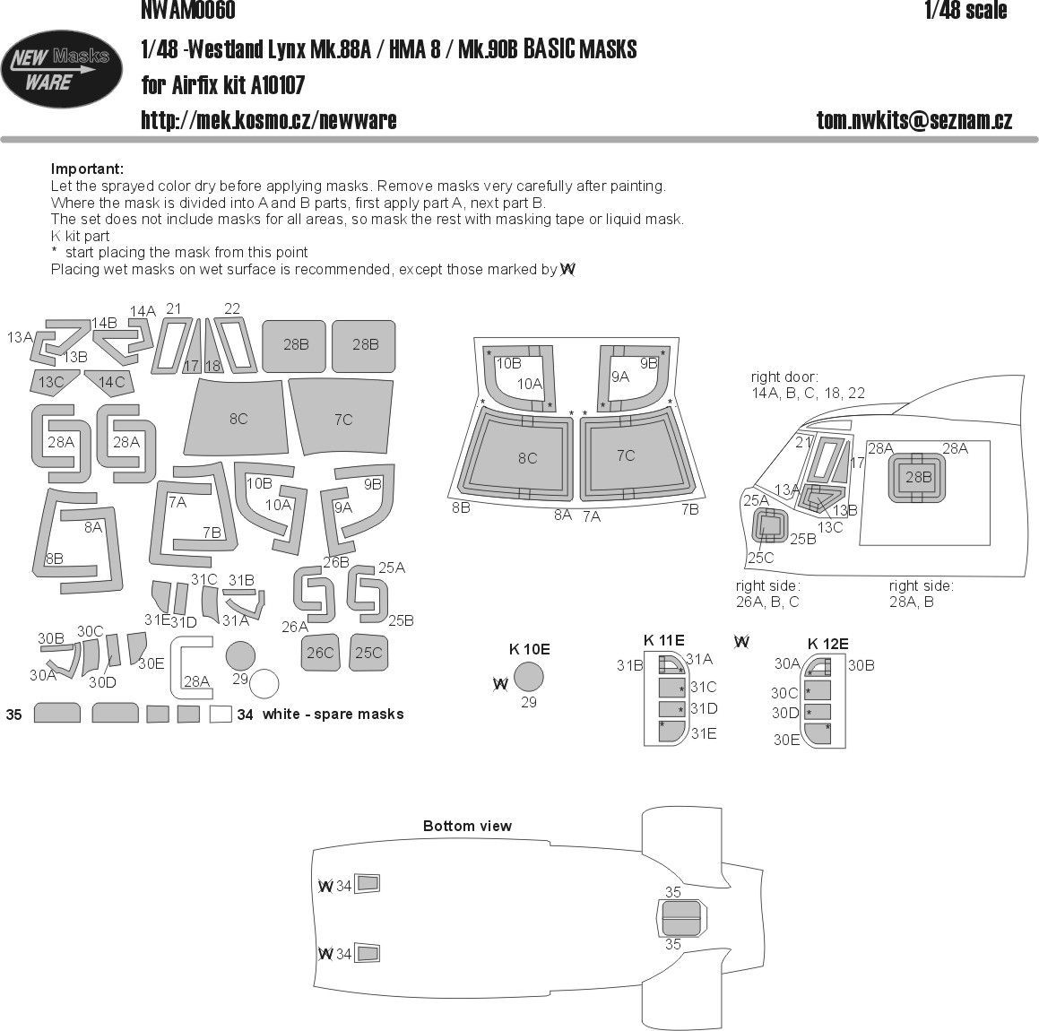 1:48 Westland Lynx Mk.88A / HMA 8 / Mk.90B BASIC masks