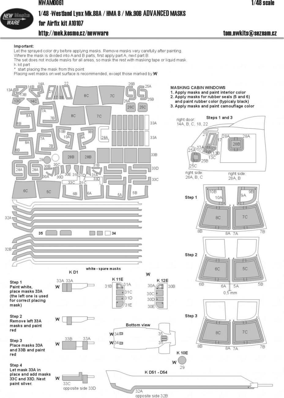 1:48 Westland Lynx Mk.88A / HMA 8 / Mk.90B ADVANCED masks