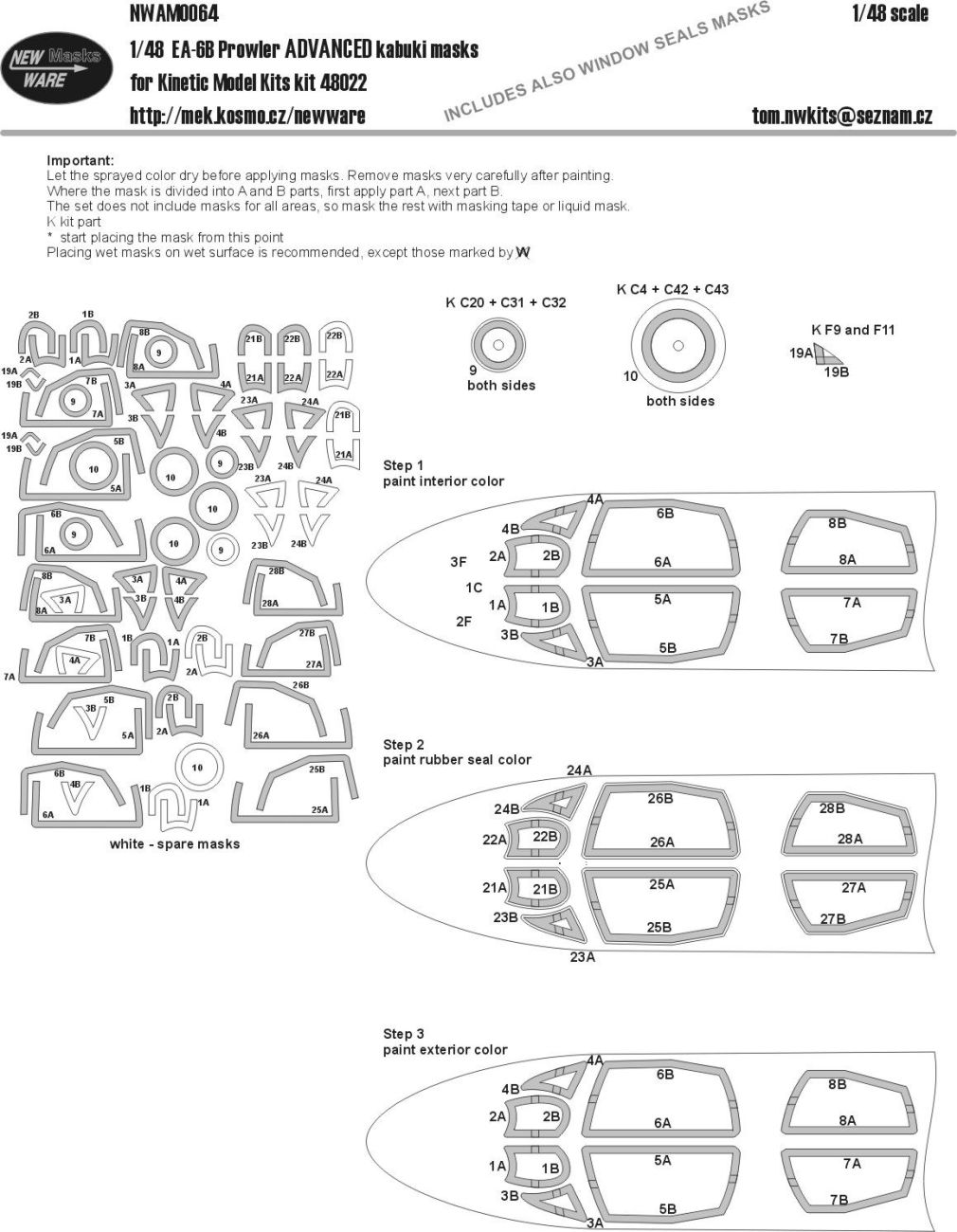 1:48 EA-6B Prowler ADVANCED kabuki masks