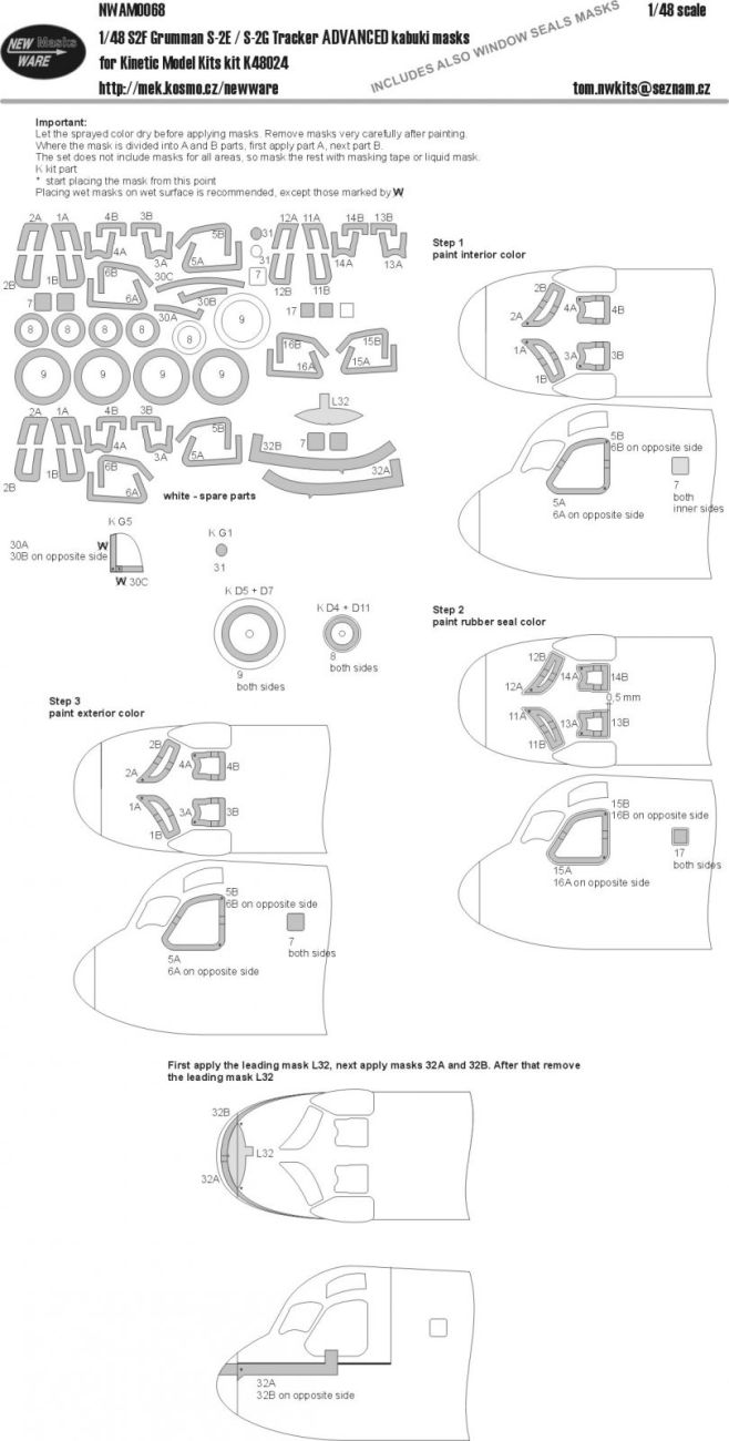 1:48 S2F Grumman S-2E / S-2G Tracker ADVANCED kabuki masks